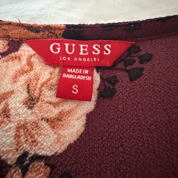 GUESS Burgundy Floral Long-Sleeve Cold- Shoulder Sleeve Romper - Picture 5 of 6